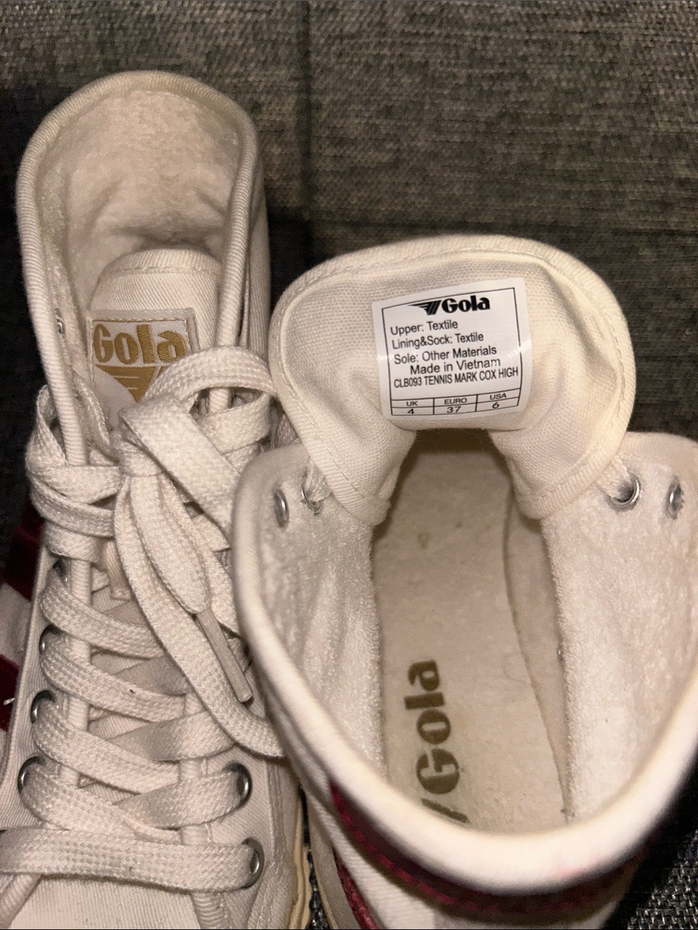 Gola High-Top Sneakers in White with Red Accents - Picture 6 of 8